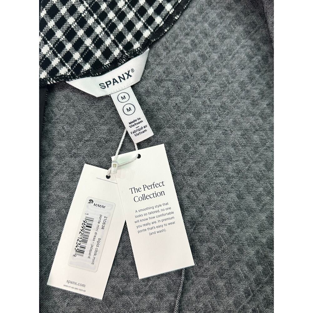 NWT SPANX Ponte Jacquard Plaid Mini Dress Black and White Size Medium - Picture 8 of 12